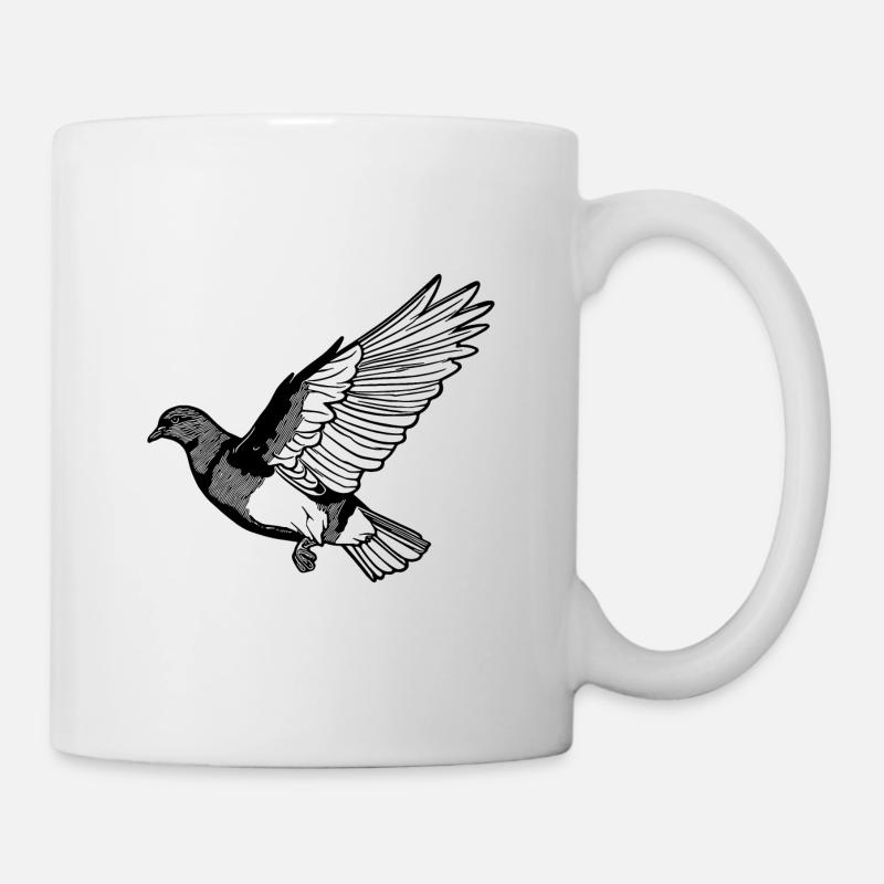Hübsche fliegende Taube auf breiten Schwingen - Tasse - Weiß