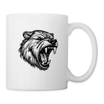 Angry Bear Tattoo Portrait with Sharp Teeth - Mug - white - Right
