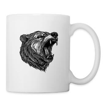 Tête d’ours sauvage avec des dents pointues - Mug blanc - blanc - Droite