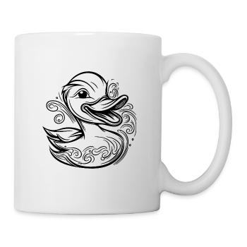 Süße schwimmende Ente mit lustigem Grinsen - Tasse - Weiß - Rechts