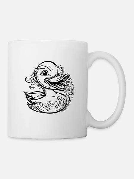 Süße schwimmende Ente mit lustigem Grinsen - Tasse - Weiß