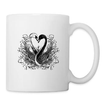 Elegant loving swans in heart shape - Mug - white - Right