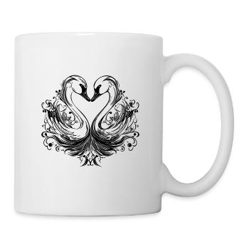 Cute elegant swans in heart shape formation - Mug - white - Right