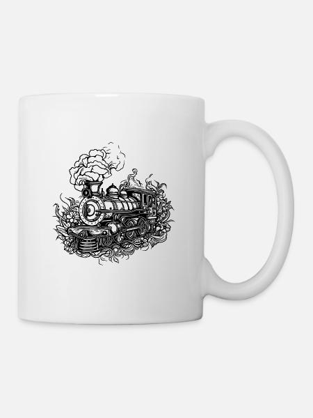 Modélisme ancienne locomotive ferroviaire locomotive à vapeur - Mug blanc - blanc