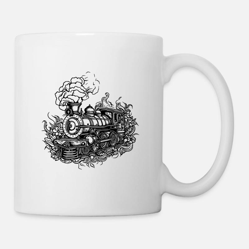 Modellbau alte Lokomotive Eisenbahn Dampflok - Tasse - Weiß
