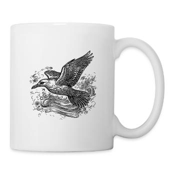Elegant flying seagull over the water - Mug - white - Right
