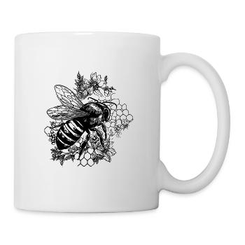 Petite abeille mignonne sur une fleur - Mug blanc - blanc - Droite