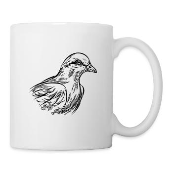 Elegant dove in tattoo style lines - Mug - white - Right