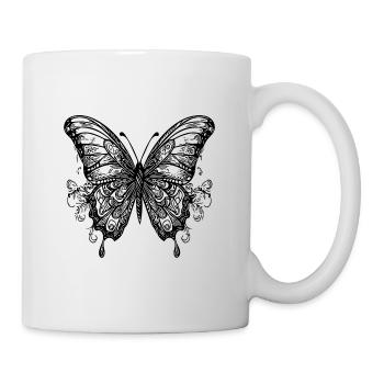 Tattoo style butterfly with wings - Mug - white - Right