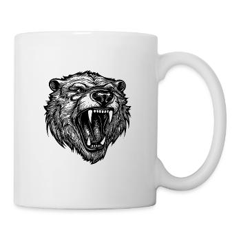 Tattoo style bear head with sharp teeth - Mug - white - Right