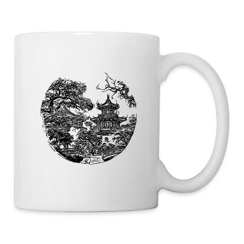 Japanese temple in retro landscape design - Mug - white - Right