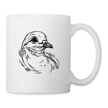 Eleganter Tauben Kopf in Tattoo Style Linien - Tasse - Weiß - Rechts