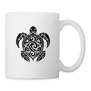 Pretty tattoo diver turtle - Mug - white - Right