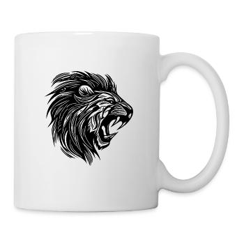 Wild Mighty Lion Head Tattoo Style Mane - Mug - white - Right