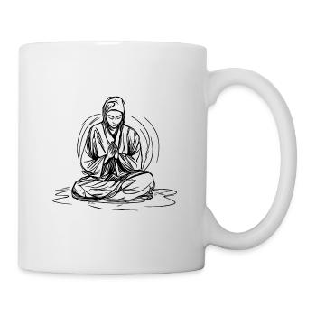 Jeune moine bouddhiste en méditation profonde - Mug blanc - blanc - Droite