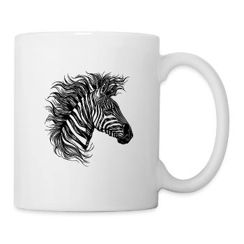 Wild Zebra Mane Tattoo Style Lines - Mug - white - Right