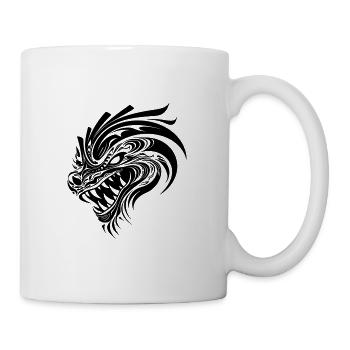 Brüllender chinesische Drache im Tattoo Style - Tasse - Weiß - Rechts