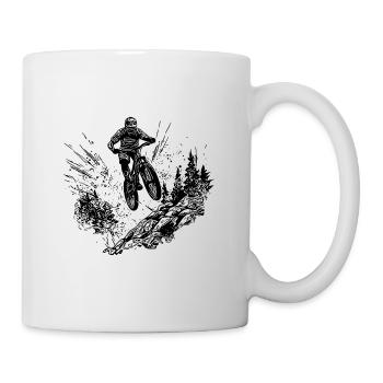 Vététistes à vélo en haut de la montagne - Mug blanc - blanc - Droite