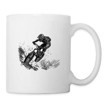 Mountain biker bike downhill jump - Mug - white - Right