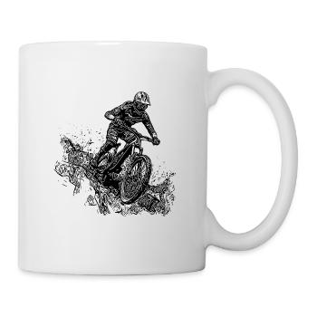 Cyclists Mountain Bikers Rain Mud Downhill - Mug - white - Right