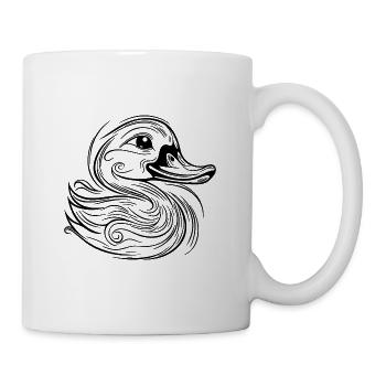 Vintage tattoo lines duck with big beak - Mug - white - Right