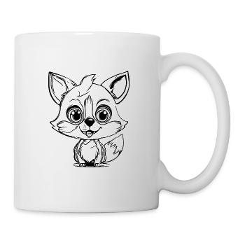 Süsser Kinder Fuchs großen Augen Ohren Portrait - Tasse - Weiß - Rechts