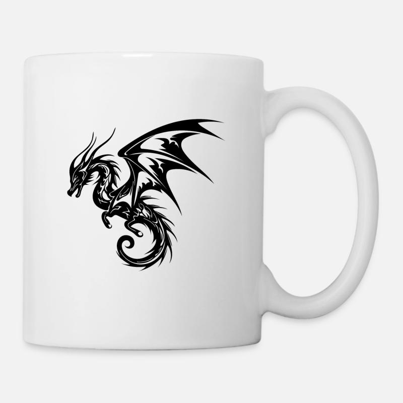 Dragon chinois volant dans le style tatouage - Mug blanc - blanc