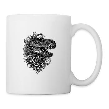 Dinosaure en tatouage de fleur Roses style Dino - Mug blanc - blanc - Droite