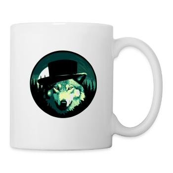 Wolf mit Hut - Tasse - Weiß - Rechts