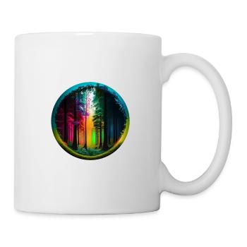 Blick in Wald bunt kreisrund freigestellt - Tasse - Weiß - Rechts