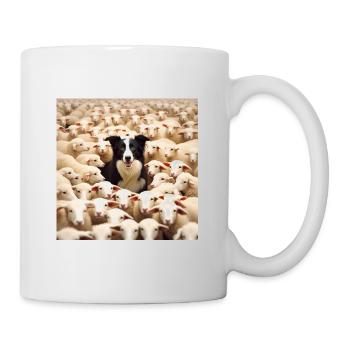 Border Collie Kopf Illustration Farbe - Hund - Tasse - Weiß - Rechts