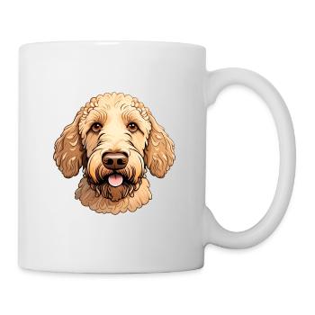 Cheerful cute labradoodle illustration portrait - Mug - white - Right