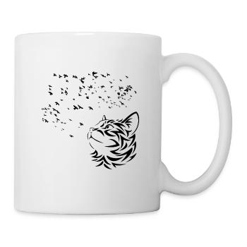 Katze beobachtet die Vögel fliegen - Tasse - Weiß - Rechts