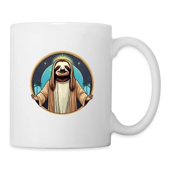 Lustiges Faultier Jesus - Tasse - Weiß - Rechts