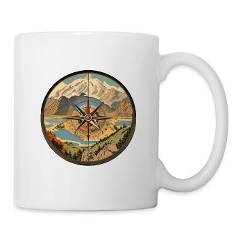 Kompass Vintage Fernweh - Tasse - Weiß - Rechts