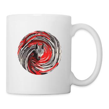 Emblème de croquis du cercle noir du loup noir - Mug blanc - blanc - Droite