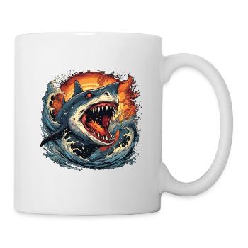Shark en feu (sans arrière-plan) - Mug blanc - blanc - Droite