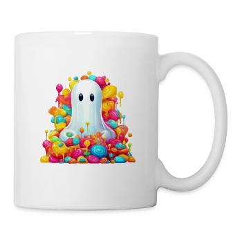 Mignon fantôme d’Halloween avec des bonbons - Mug blanc - blanc - Droite
