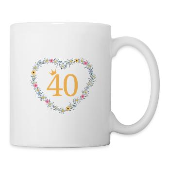 Numéro 40, fleurs coeur, personnalisable - Mug blanc - blanc - Droite