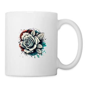 weiße Rose Vector Design - Tasse - Weiß - Rechts