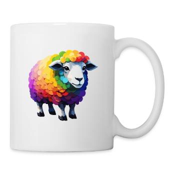Schafe Cool Niedlich Bunt Regenbogen und Cool - Tasse - Weiß - Rechts