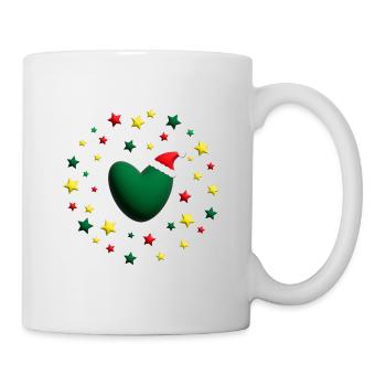 Weihnachtsherz in Grün mit Sternen. - Tasse - Weiß - Rechts