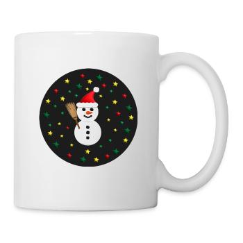 Schneemann mit vielen bunten Sternen. - Tasse - Weiß - Rechts
