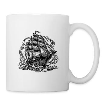 Vieux bateau de croisière Élégant voilier - Mug blanc - blanc - Droite