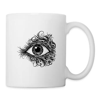 Kunstvolles Auge mit durchdringendem Blick - Tasse - Weiß - Rechts