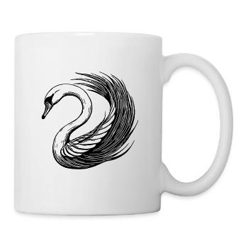 Eleganter kunstvoller Schwan mit Flügel - Tasse - Weiß - Rechts