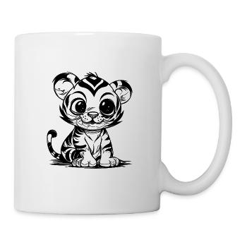 Knuffiger kleiner Kinder Tiger mit Streifenmuster - Tasse - Weiß - Rechts