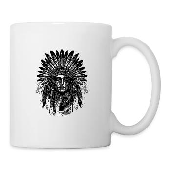 Häuptling Gesicht Federschmuck Spirit Federn - Tasse - Weiß - Rechts