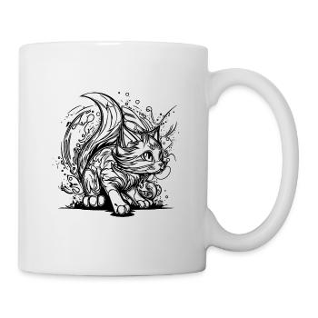 Niedliche kleine Weltraum Katze im Splash Style - Tasse - Weiß - Rechts