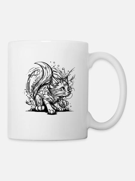 Niedliche kleine Weltraum Katze im Splash Style - Tasse - Weiß